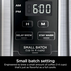 Programmable coffee machine, featuring two brewing modes, adjustable pre-heating plate and delayed brewing function