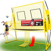 Adjustable volleyball training net equipment system (8x11 feet), suitable for adult outdoor or indoor volleyball practice, equipped with volleyball.