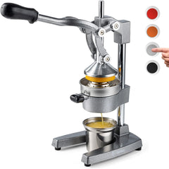 Citrus juicer | Extra-large commercial-grade manual press | Heavy-duty countertop orange juice extractor (with stainless steel cup) (black)