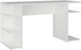 Madesa Large Modern Gaming Computer Desk 53 Inch with 5 Shelves Cable Management Student Study Wooden Table Home Office Gamer Desk for Kids and Adults - White