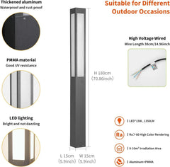 Pathway Lights, Landscape Path Light 71 Inches Outdoor Floor Lamp Modern Bollard Lighting High Voltage Walkway Driveway Light Aluminum IP54 Waterproof LED for Lawn Garden Patio Yard Decoration