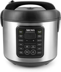 Digital rice cooker, 4 cup capacity (uncooked state) / 8 cup capacity (cooked state), steamer, multi-functional cooking pot, slow cooker, oatmeal pot, automatic insulation function, 2 gallons, stainless steel shell