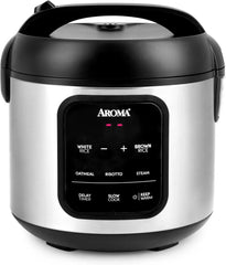 Digital rice cooker, 4 cup capacity (uncooked state) / 8 cup capacity (cooked state), steamer, multi-functional cooking pot, slow cooker, oatmeal pot, automatic insulation function, 2 gallons, stainless steel shell
