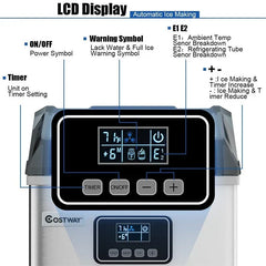 48LBS/24H Stainless Steel Countertop Ice Maker Machine with Self-Clean Function LCD Display Ice Scoop Basket