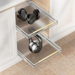 Adjustable sliding cabinet shelves, 3 pieces. Large drawer-style cabinet storage box, storage organizer under the kitchen sink. Bottom-mounted baskets, suitable for kitchens and bathrooms.