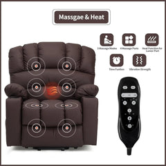 Electrically adjustable reclining chair - Electrically massaging adjustable reclining chair. The chair seat has a heating function. Large shell with velvet backrest. Suitable for the elderly and the elderly. Electrically adjustable reclining chair.