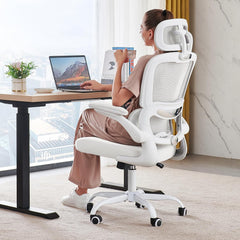 Office Chair Ergonomic Desk Chair, 330 LBS Home Mesh Office Desk Chairs with Wheels, Comfortable Gaming Chair, High Back Office Chair for Long Hours, Office Chair for Study and Work (Grey)