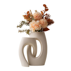 Modern Ceramic Interlocking Tube Decorative Vase for Tabletop Home Decor