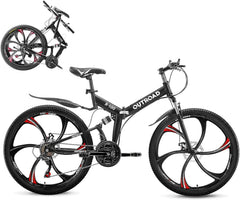 26-Inch Folding Mountain Bike for Adults, 21-Speed, Dual Suspension