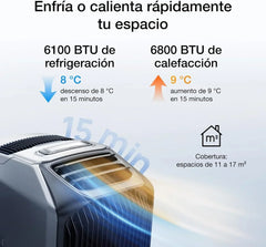 EcoFlow WAVE 3 Climatizador portátil con batería extra de 1024 Wh, refrigeración 1800 W, calefacción 2000 W, autonomía de 8 h, control por app, para