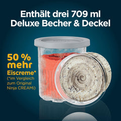Ninja CREAMi Deluxe Eis-und Eisgetränkmaschine mit 2 Bechern, 10 Funktionen, macht Eiscreme, Gelato, Sorbet, Frozen Yoghurt, Milchshakes, Slushi &
