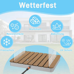 UISEBRT Gartendusche Außendusche aus WPC und Aluminium - Mobile Bodendusche Solardusche Campingdusche - Fontänenhöhe bis 4m einstellbar - für Pool