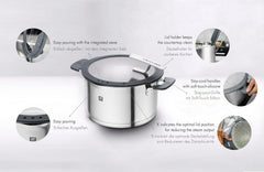 ZWILLING Simplify Kochtopf-Set 5-teilig, Mit Ausgießfunktion, Stay-Cool-Griffe, Induktionsgeeignet, Edelstahl, Silber