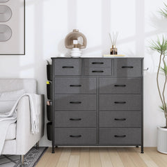 12 Drawer Fabric Dresser, Tall Bedroom Chest of Drawers with Storage