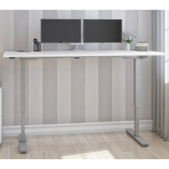 Bestar Upstand 76.2 cm x 182.9 cm (30 in. x 72 in.) Height Adjustable Desk with Dual Monitor Arm