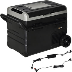 Outsunny Nevera Compresor Portátil 60L Nevera Portátil Eléctrica para Coche Congelador CC 12V/24V hasta -20°C con Pantalla LED Táctil Asa Retráctil