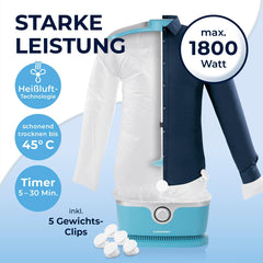 CLEANmaxx automatischer Hemdenbügler inklusive Hosenaufsatz | Bügler für Hemden, Blusen & Hosen, schonender als Wäschetrockner und Bügeleisen |