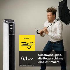 Yoer 29dB Leiser Turmventilator, Ionisator, 10 m Reichweite, Neigungswinkeleinstellung, 12 Geschwindigstufen, 4 Modi, 12 Std. Timer, 90° Oszillation,