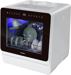 Countertop Dishwasher, 5 Washing Programs Portable Dishwasher With 5-Liter Built-in Water Tank For Glass Door