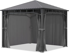 TOOLPORT Gartenpavillon 3x3 m Stahldach Hardtop 4 Seitenteile in Grau, Pfosten 9x9 cm