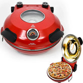 Electric Pizza Oven with Ceramic Stone, Viewing Window, Adjustable Heat Control, Timer and 1200W Baking Power, DIY Homemade Pizzeria, Large 12-- Pie Capacity (Black)
