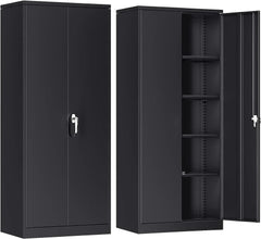Atripark Metal Storage Cabinet with Lock, 72" Lockable Garage Tool Cabinet with Doors