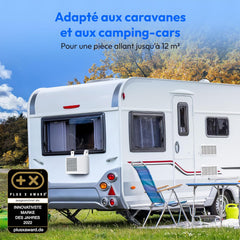 MEDION Smart Climatiseur Split P502 (5000 BTU, 3-en-1, Refroidir, Déshumidification, Ventilation, pour caravane, camping-car, kit de joint de fenêtre,