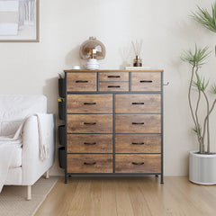 12 Drawer Fabric Dresser, Tall Bedroom Chest of Drawers with Storage