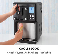 Klarstein Sweet Sundae - Eiscrememaschine, 1,5 Liter, mitselbstkühlendem Kompressor, 200 Watt, Ausgabesystem, 3 StundenAuto-Kühlhaltefunktion,
