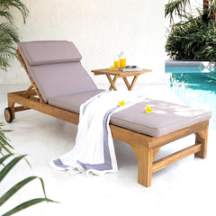 AXI Rama Gartenliege aus Teak Holz mit Kissen | Sonnenliege aus Teakholz mit Verstellbarer Rücklehne - 4 Positionen | Sonnenbett/Liege mit Rollen für
