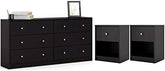 3 Piece Bedroom Set with 6-Drawer Double Dresser