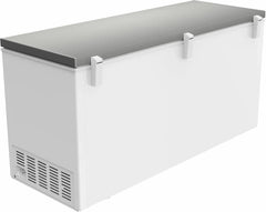 METRO Professional Congelador horizontal GHF2700S, 188 x 73,5 x 94,5 cm, 700 L, 125W, 3 cestas, iluminación LED, 6 ruedas, con cerradura, blanco/gris