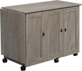 Craft Cart Storage Cabinet, Rolling Sewing Table with Expandable Top, Mystic Oak