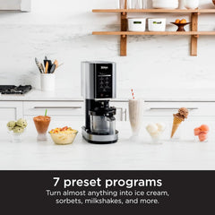 7-in-1 Ice Cream Maker with 2 Pint Containers and Lids, Compact, Silver