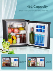 FOHERE Mini Kühlschrank 46L mit Eisfach | Kühlschrank Klein | Temperaturregelung, Energiesparend, Leise | Getränkekühlschrank Ideal für Büro, Camping