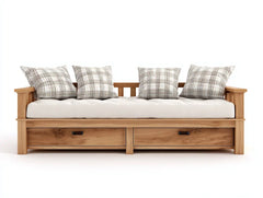 Sofás cama madera y tela 210x95x85 cm - roble natural - estilo moderno funcional