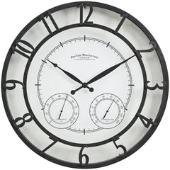 18" Bronze-Tone Outdoor Wall Clock, Weather-Resistant Plastic, Farmhouse Style
