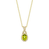 Oval Cut Peridot and Diamond Pendant (0.19 ctw)