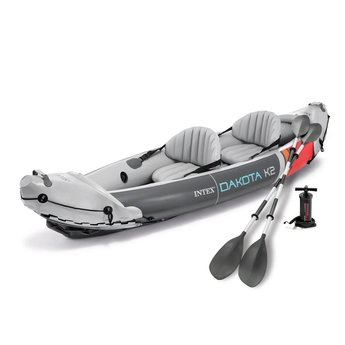 2025 Intex Dakota K2 Kayak inflable de vinilo para 2 personas, con remos y bomba – Caja abierta