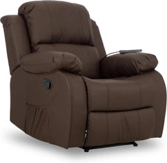 Don Descanso - Sillón Masaje Relax Calor Trevi Negro Reclinable 160o con 8 Motores Silenciosos, Calor Lumbar, Sist. Masaje 4 Zonas y Acabado en PU