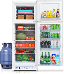 SMETA Nevera Gas con Congelador, 265L (203L+62L), 220V, Refrigerador Congelador Combinado, Refrigerador Camping Gas para Autocaravana, Garaje,
