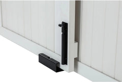 Farm sliding cowshed door furniture-style dog cage - antique white, large size. Unique style, durable and sturdy. Removable seat cushion. Easy to assemble.