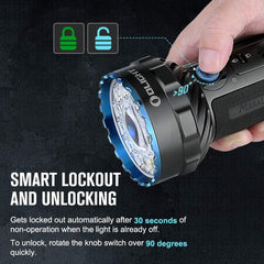 2 rechargeable handheld flashlights with 14000 lumens ultra-bright light and 3 times built-in battery pack for home, outdoor and emergency use.