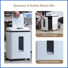 Professional Commercial Paper Shredder: P-7 Security Super Micro-Cut 1x1.7mm 7 Sheets/CDs/Cards/Staples 6-Gal Bin Heavy Duty for Home/Office/Industrial/Business Use-Confidential Documents