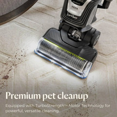 Pet hair remover vacuum cleaner, equipped with an automatic cleaning brush wheel, HEPA filter device, a powerful pet hair collection function with a turbo brush rotating tool, as well as a dust removal brush with lighting and a gap cleaning tool.