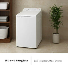 Corberó - Lavadora Carga Superior 6.5kg| CLACSM6524 | 1200 RPM | 16 Programas, Función Vapor, ECO, limpieza tambor| Inicio Diferido| Lavado Rápido |