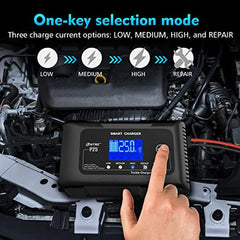 25-Amp Smart Battery Charger,Lithium,LiFePO4,Lead-Acid AGM/Gel/SLA.. Car Battery Charger,Trickle Charger, Maintainer/deep Cycle Charger,12V/25A and