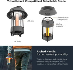 Desk Lamp (Dark Gray) - A beautiful portable outdoor lamp, featuring 4 different lighting heads, equipped with a 6700 mAh rechargeable battery, with a brightness of up to 660 lumens, and featuring waterproof functionality. Suitable for Halloween deco