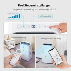 GOPLUS 16000 BTU Klimaanlage mit Abluftschlauch, 5 in 1 mobiles Klimagerät: Kühlen, Heizen, Entfeuchten, Belüften, Schlafmodus | für Raumgröße bis