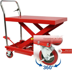 Hydraulic Lift Table Cart – 31" Lift Height, Double Scissor Design with 4 Wheels & Non-Slip Pad for Material Handling